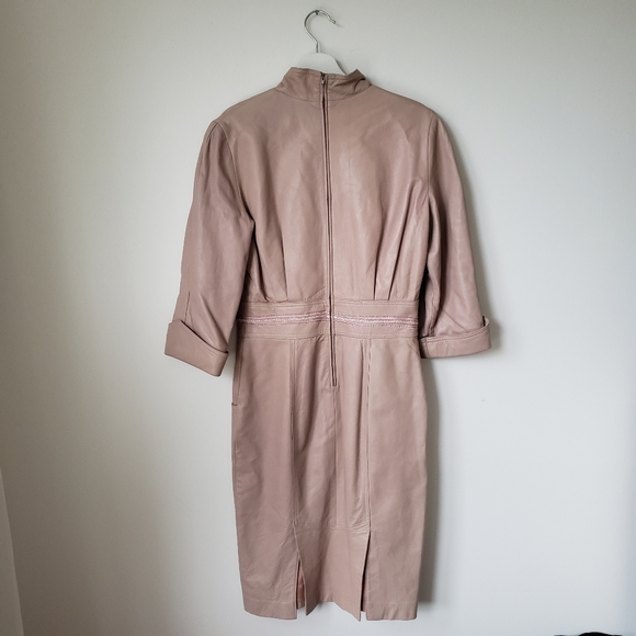 LUXURY VINTAGE Dominic Bellissimo Genuine Leather Dusty Rose Dress - Picture 16 of 16